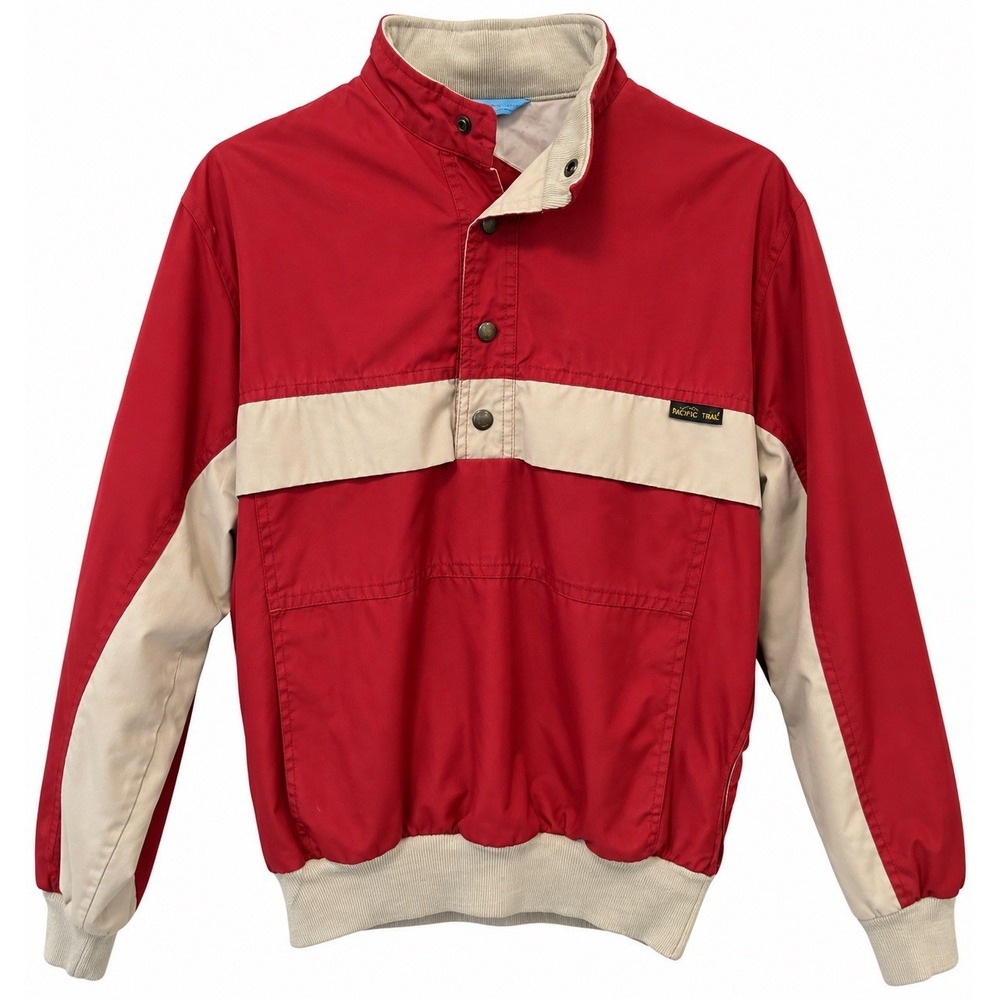Vintage Pacific Trail Great Outdoors Red Pullover Men's Large Quarter Button Up